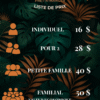 Menu prêt-à-manger (production du lundi)