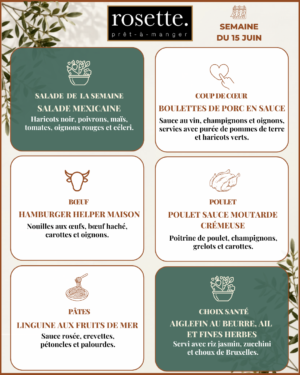 Menu prêt-à-manger (production du lundi)